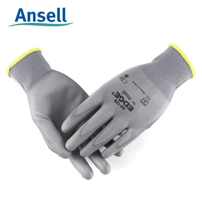 安思尔（Ansell）48-129 轻型应用的经济型 耐磨灵活灵巧 PU涂掌手套 12打/箱 8#