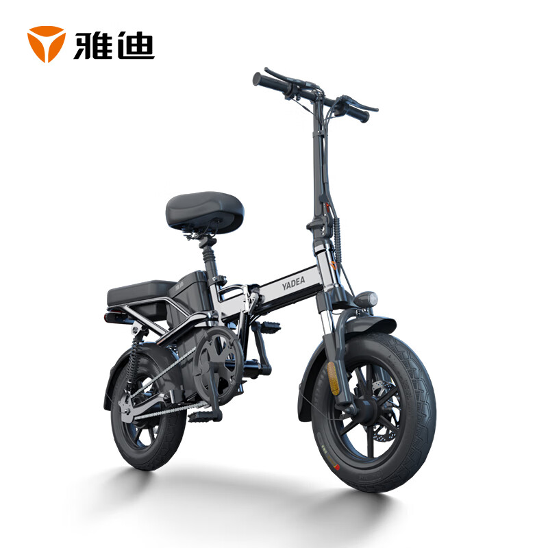 雅迪f4新款折叠车可提锂电电动车带后坐垫七重减震双碟刹电动自行车