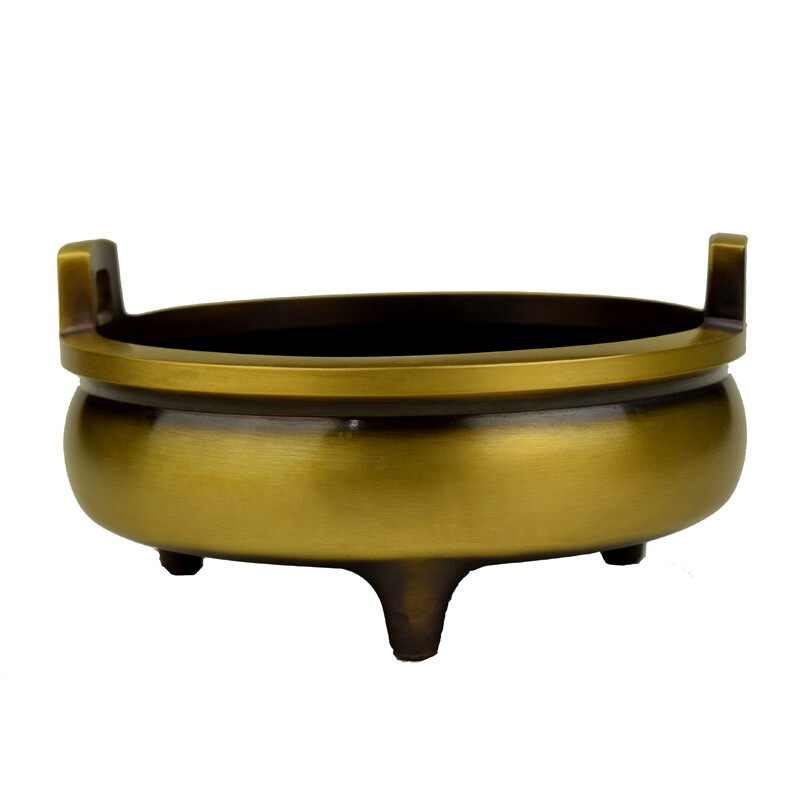 纯铜香炉 铜大明宣德炉仿古香炉黄铜小号铸造宣德炉大口径香插 黑底