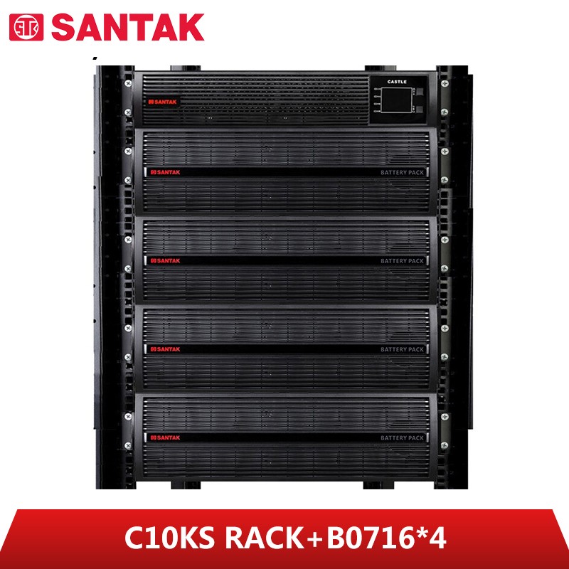 山特（SANTAK）C10KS RACK 机架式在线式UPS不间断电源外接电池长效机10KVA/9000W单主机 +电池包B0916*4个 1台