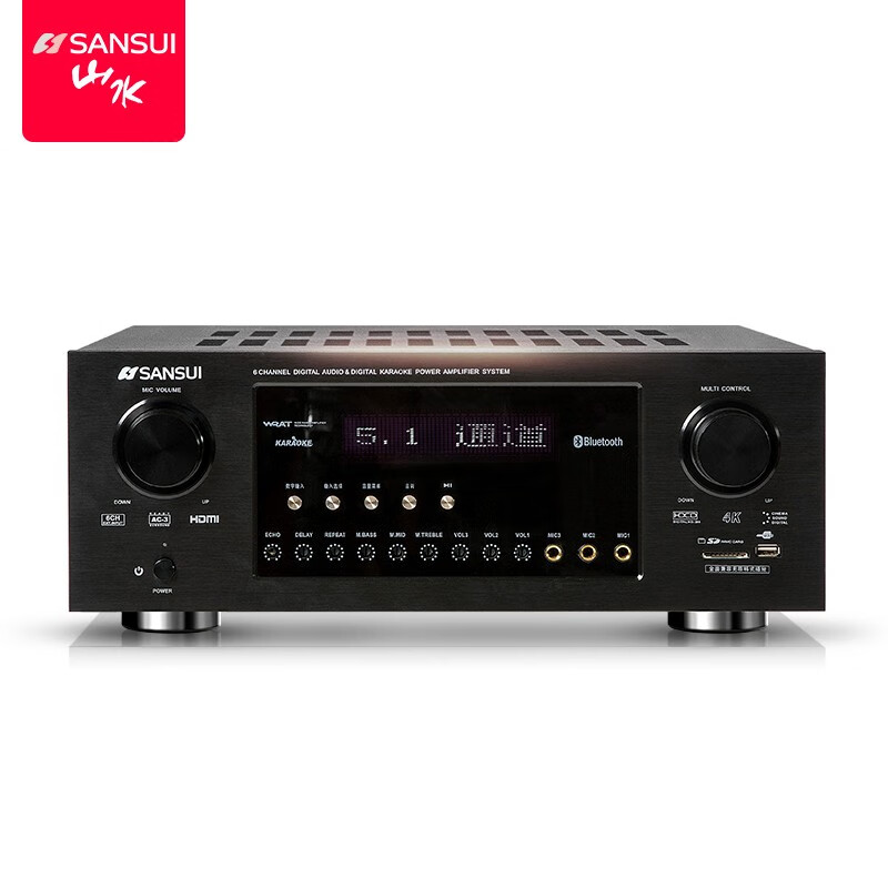 山水（SANSUI）DM-10A 家庭影院功放機 音響 音箱 5.1聲道功放 大功率 支持藍牙/USB 黑色 旗艦版