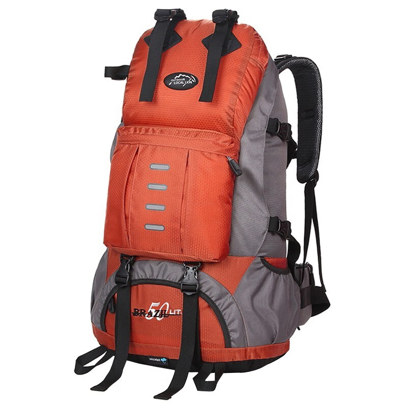川诺背包 双肩包 442 户外大容量登山包休闲旅行背包50L 带防雨罩 桔色 