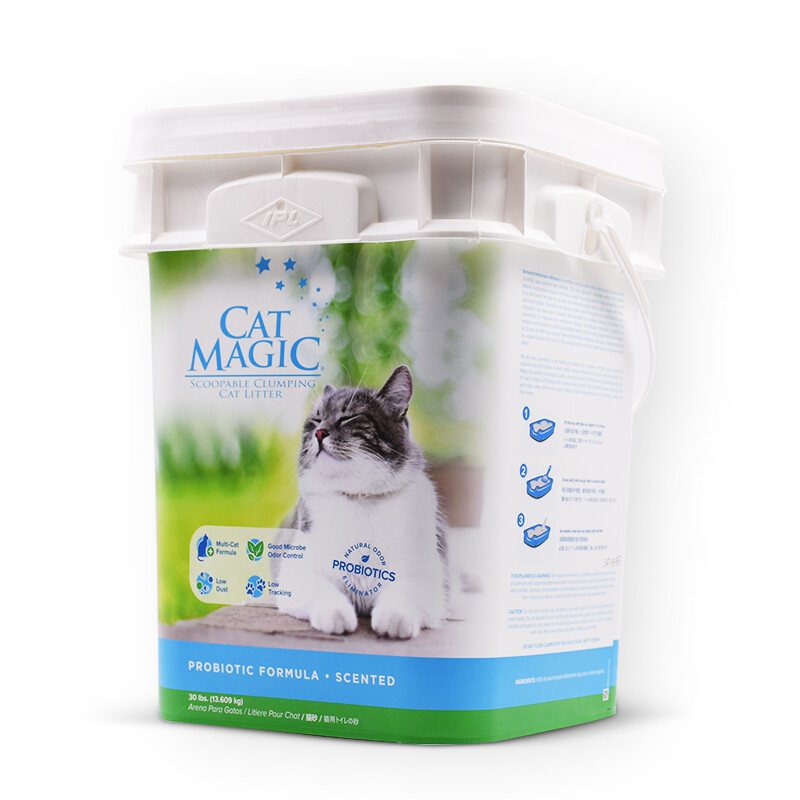 CatMagic喵洁客益生菌进口矿物土猫砂去异味结团猫砂无粉尘洋甘菊香型30磅