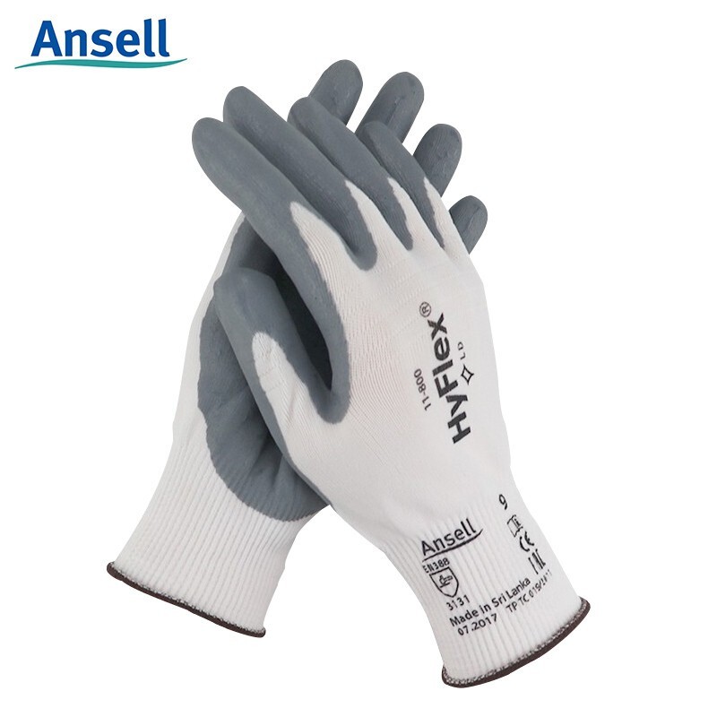 安思尔[Ansell]11-800 丁腈发泡涂层防护手套 耐磨防水透气防滑劳保手套 9码 12副/包