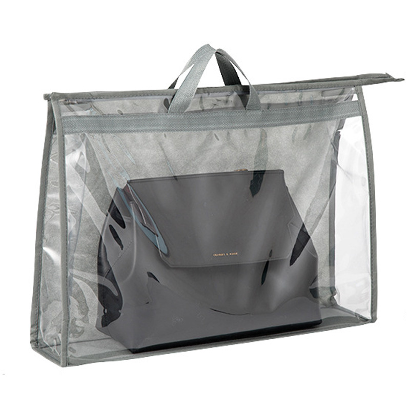 川诺 皮包保护袋包包收纳防尘袋衣柜悬挂式包包收纳袋透明防水 0019 灰色XXL码 