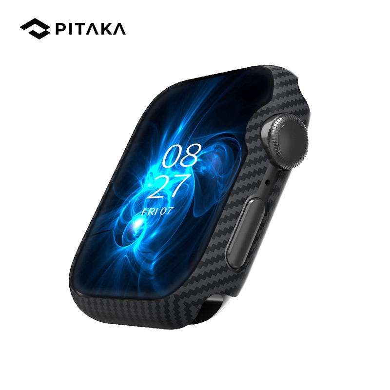 PITAKA Air Case苹果手表保护壳可适用Apple iWatch6/5/4/SE凯夫拉表壳 黑灰斜纹 44mm