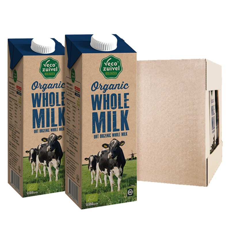乐荷(vecozuivel)荷兰 全脂有机纯牛奶 1l*12盒家庭装 欧盟有机认证