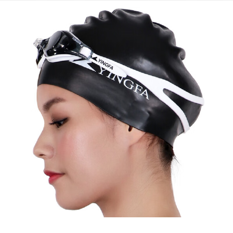 英发（YINGFA）泳帽 舒适游泳帽 男女成人防水硅胶泳帽 休闲训练比赛纯色游泳帽 纯色1黑色