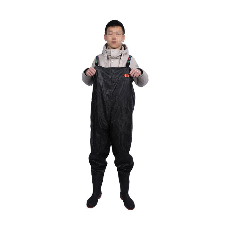 征安3511下水裤 新款pvc捕鱼裤雨裤连体防涉水裤皮叉裤雨鞋防滑 43码