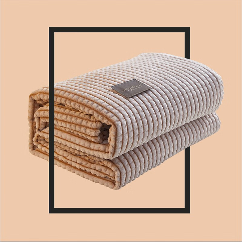 百子恩 奶绒毛毯办公室午睡珊瑚绒毯子单人毛巾被子70*100cm 300条可