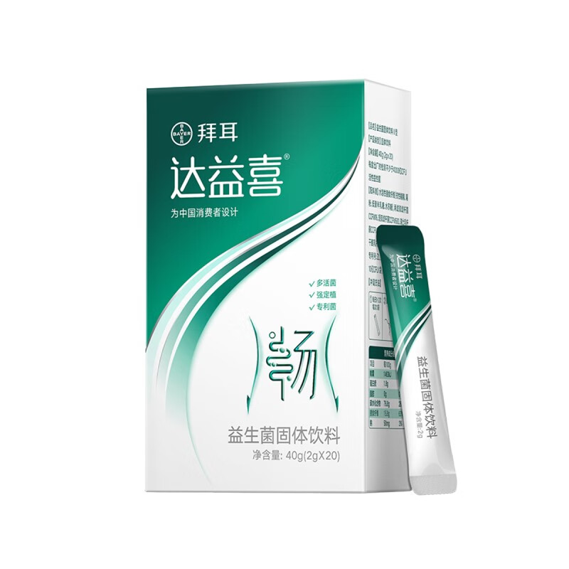 拜耳益生菌达益喜4000亿活菌成人儿童均适用膳食纤维菊粉益生菌冻干粉