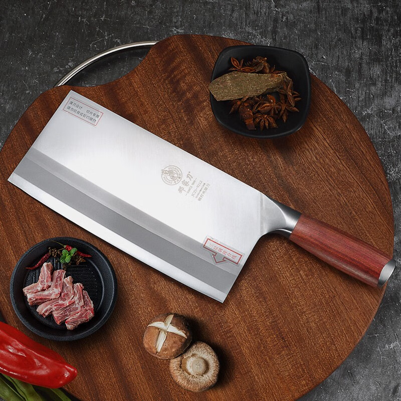 邓家刀9铬夹钢复合钢厨师菜刀切片刀酒店专用刀商用不锈钢高硬度切菜