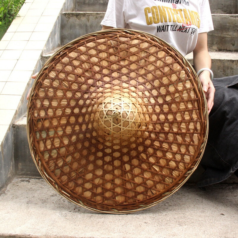 农民干活草帽子工地手工编织麦秆草帽大沿防晒农村草编农用遮阳帽 见