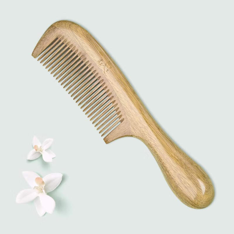 虞美人梳子绿檀木梳大号加厚按摩有柄梳礼盒圣诞节礼物生日礼物节日