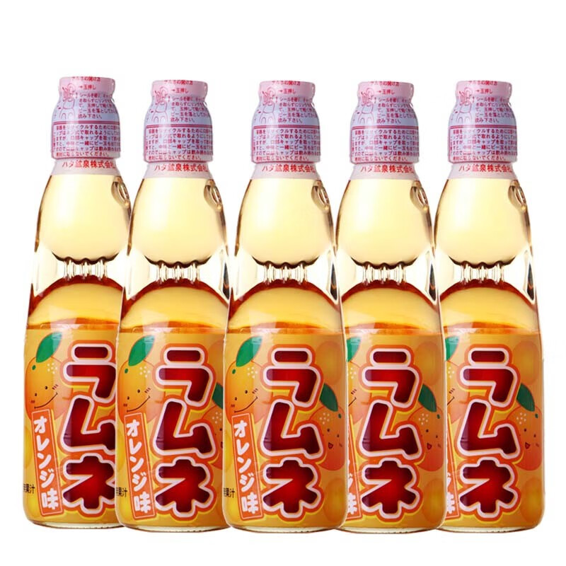 波子波子汽水饮料日本进口饮料碳酸饮料 混合口味波子汽水果味饮料 波子汽水橘子味200ml*5瓶