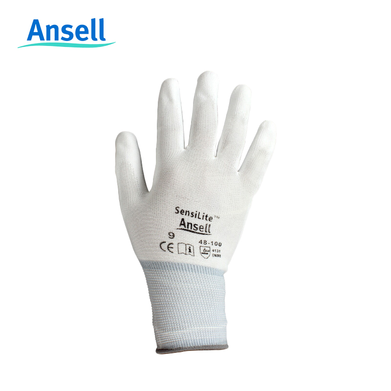 安思尔（Ansell）48-100 手掌PU涂层通用防护手套劳保手套 9码 12副/打 【通用防护】