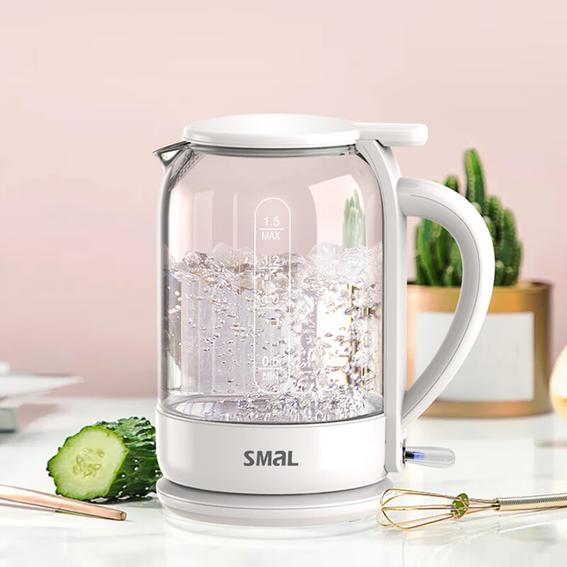 西摩(smal) 电水壶热水壶电热水壶高硼硅玻璃透明壶身自动断电1.