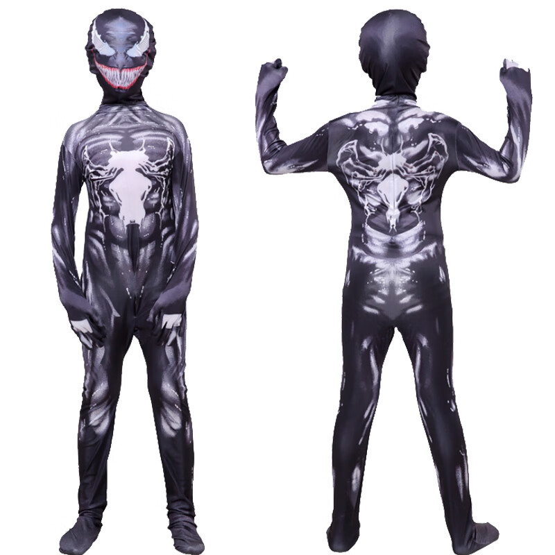 毒液衣服紧身衣连体服装套装蜘蛛侠同款儿童男孩的万圣节cos演出 毒液