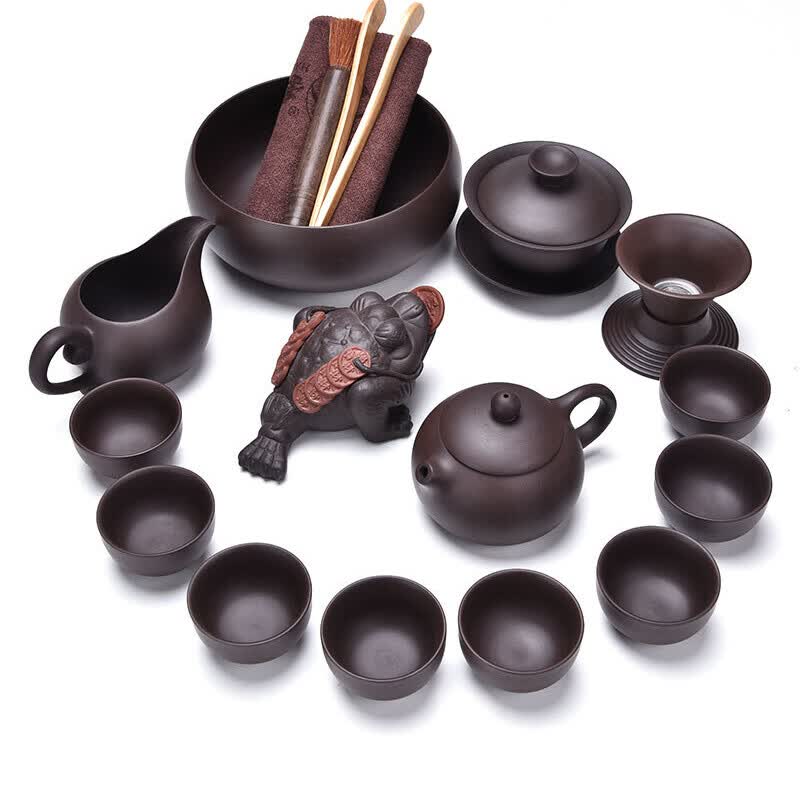 豪峰 整套原矿宜兴紫砂壶功夫茶具套装家用办公茶杯盖碗套装茶具配件