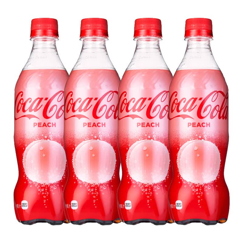 日本官方进口 可口可乐(coca-cola)桃子可乐 蜜桃味汽水 500ml*4瓶
