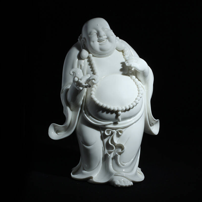 古都工艺品邓明龙大师德化白瓷工艺品陶瓷弥勒佛像家居摆件客厅办公室
