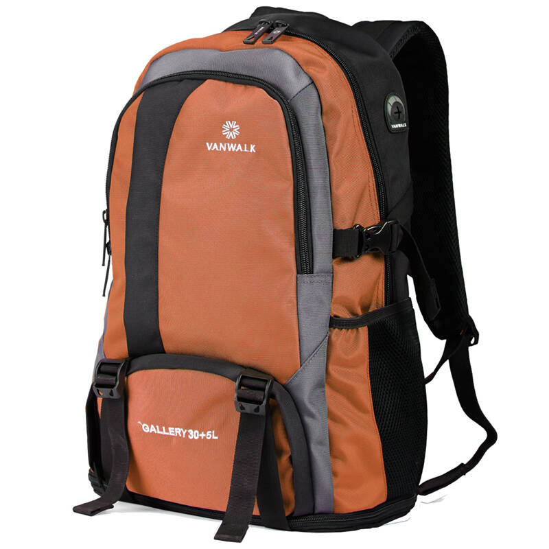 vanwalk出走 旅行双肩背包户外旅游电脑包男女中学生书包 橙色