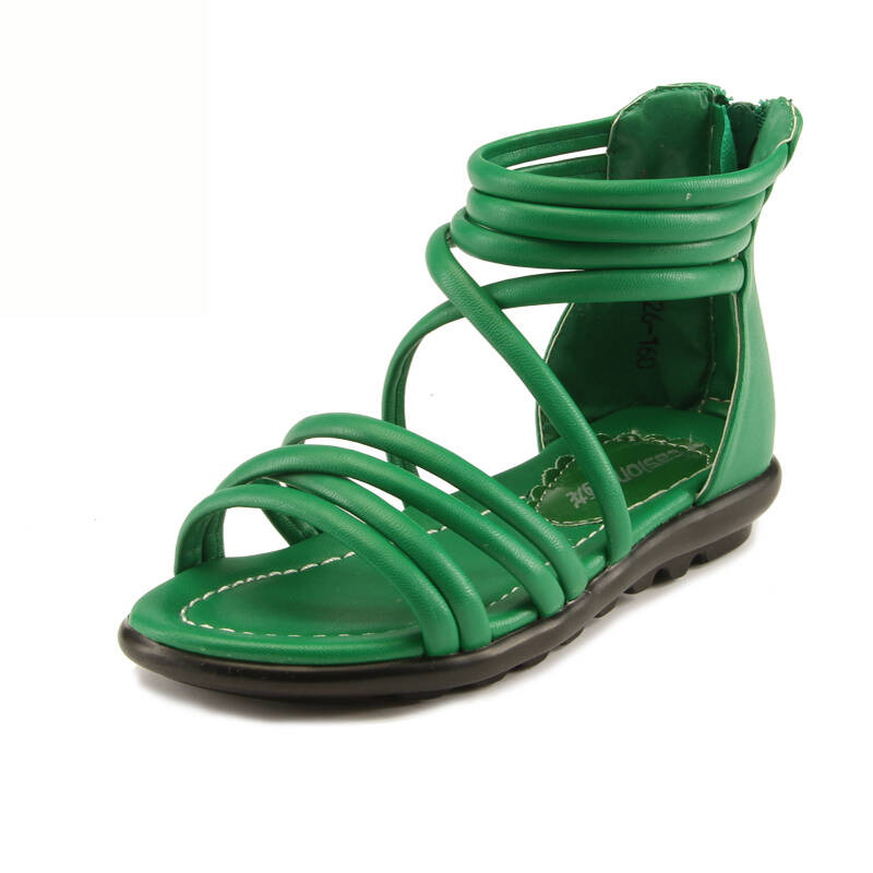 夏季新款女童皮凉鞋 后拉链小童公主凉鞋 2x2630 绿色 建议按脚长加