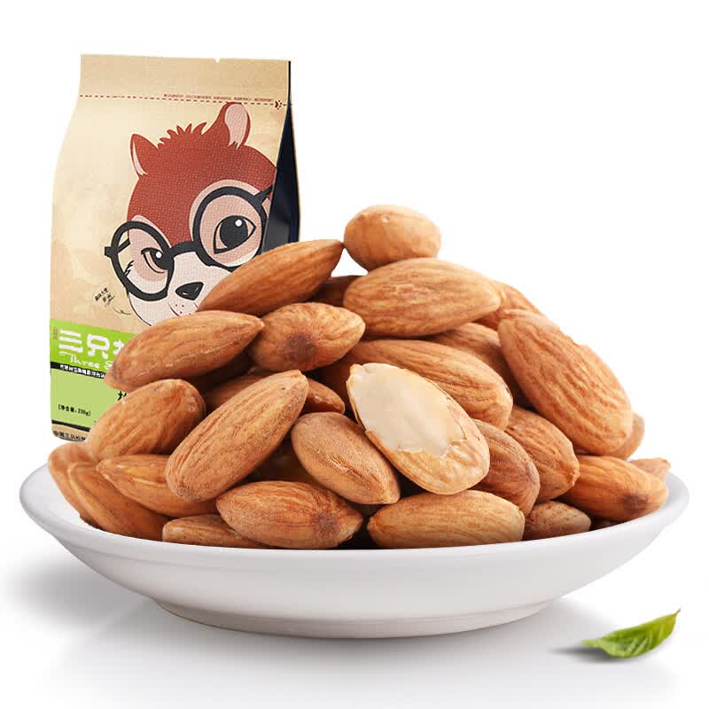 三只松鼠坚果炒货干果果仁扁桃仁原味巴旦木仁235g/袋 *2个
