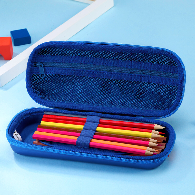 迪士尼disney米奇3d大容量耐压硬质笔袋文具盒学生笔盒男蓝色e6029