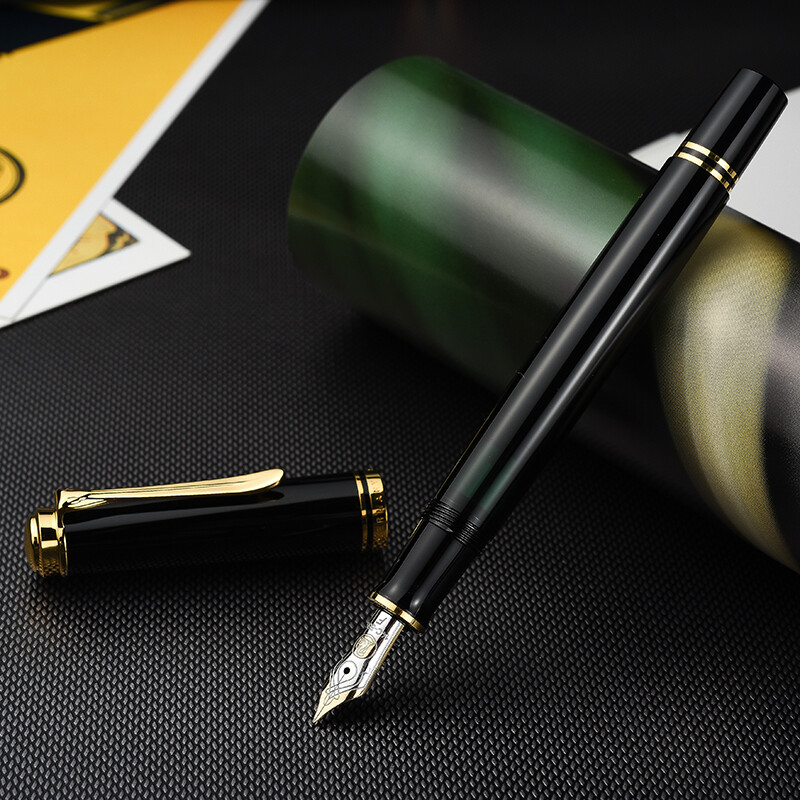 德国原装pelikan百利金钢笔m400 14k金笔墨水笔 黑色 m尖