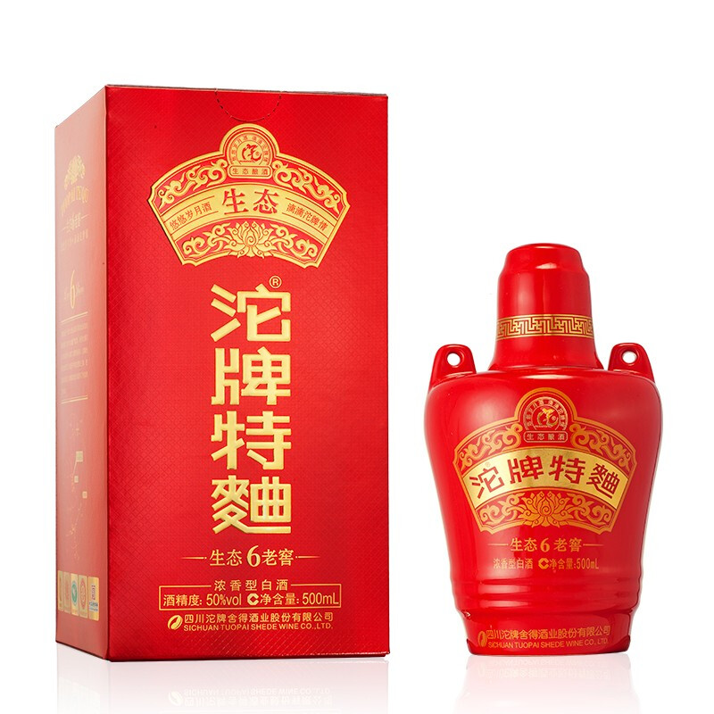 0点开始,沱牌 特曲 生态老窖6 50度浓香型白酒 500ml*6瓶新低298元