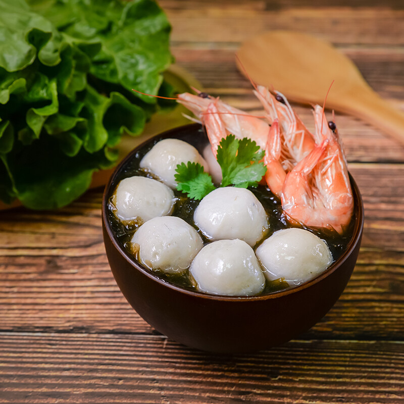 潮兴记马鲛鱼丸潮汕风味手打鱼丸手工火锅食材丸料生鲜白鱼圆潮州丸子