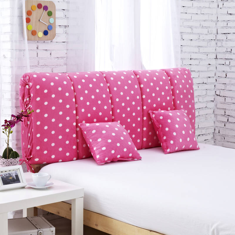 仙乐娇家居 天鹅绒素色可拆洗单人/双人席梦思床头靠背靠垫软包 粉