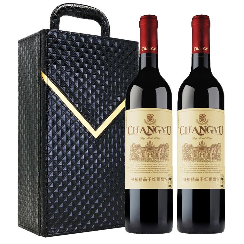 张裕(changyu)红酒优选级精品干红葡萄酒双支礼盒装(皮盒)750ml*2瓶