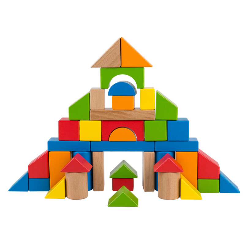德国hape积木玩具进口榉木  40粒益智积木 e8321 早教益智拼搭拼插