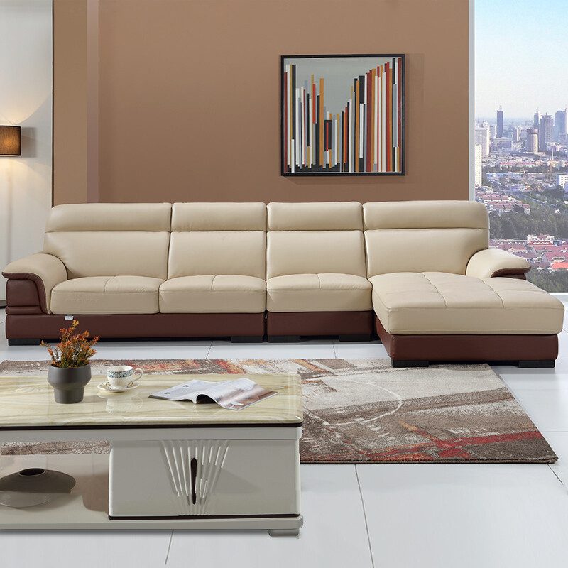 全友家居 现代时尚客厅头层牛皮真皮组合沙发皮艺沙发 102169 反向