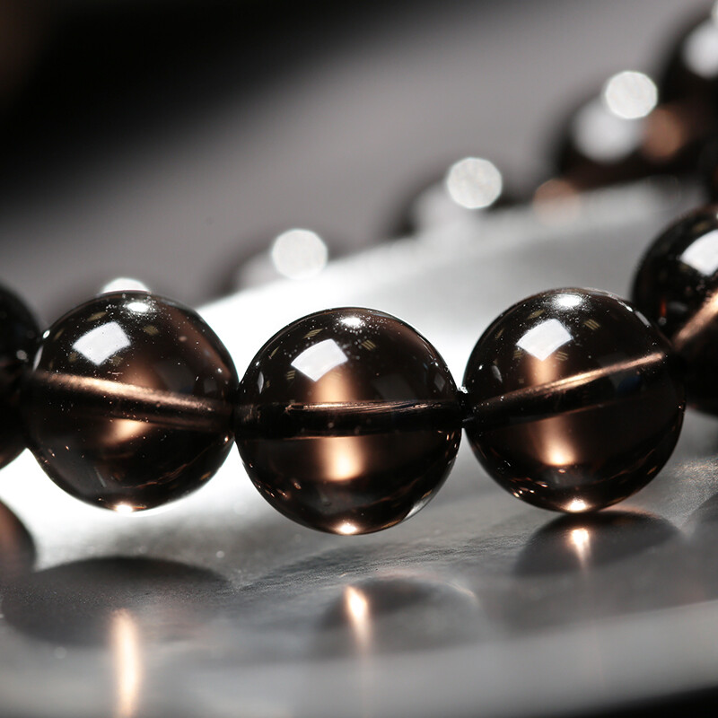 慈灵阁精品冰种黑曜石手链圆珠手串饰品礼物男款