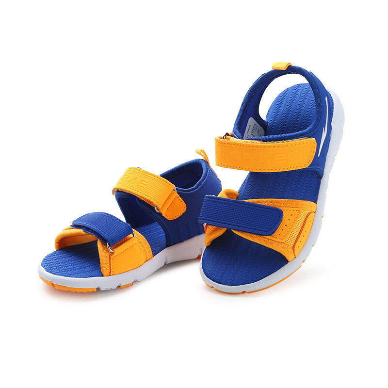 鸿星尔克 erke 儿童凉鞋 耐磨防滑透气凉鞋 63116210051 古蓝/鲜橙 31