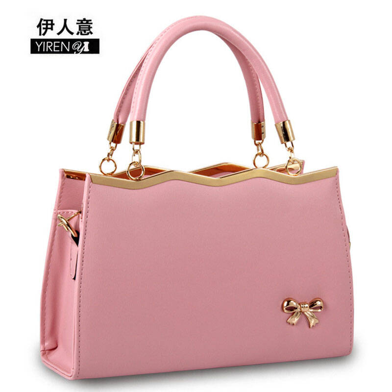 伊人意 新款时尚女包韩版女式单肩包斜跨女士包包手提包 粉色