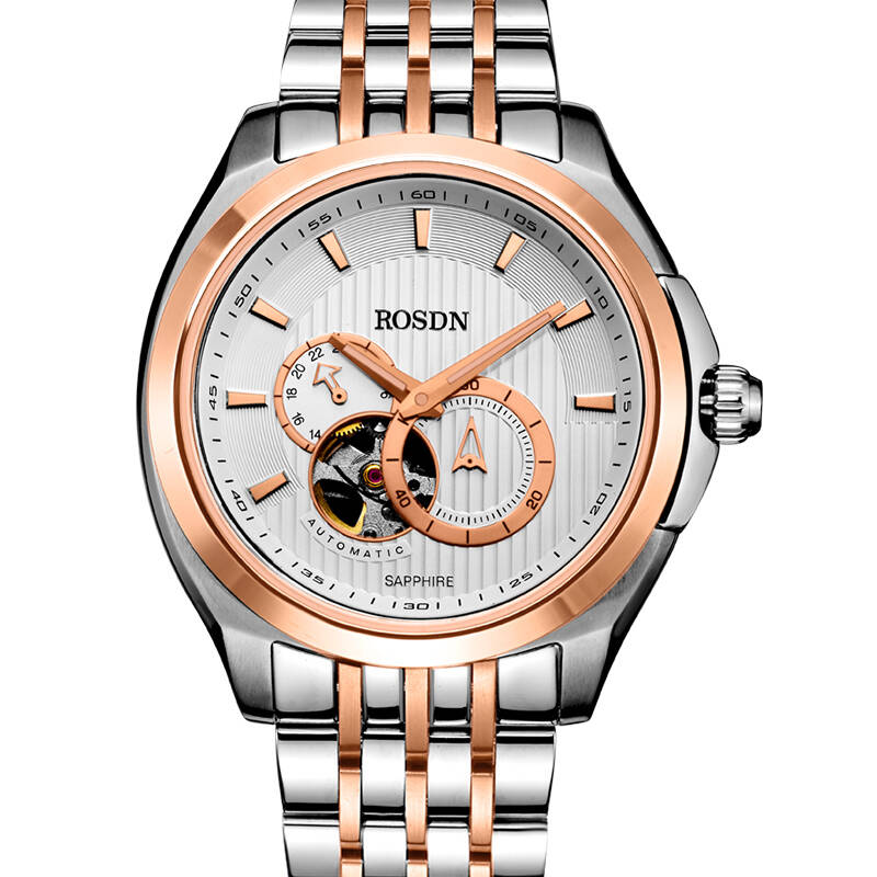 劳士顿(rosdn)全自动机械男表镂空防水明星签名款男士手表2052g 间玫