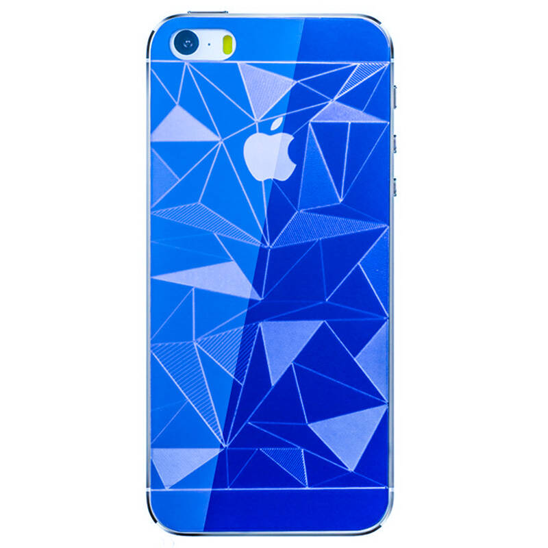 hecc 电镀镜面手机钢化玻璃膜彩膜 适用于苹果iphone5/5s i5 钻石蓝色