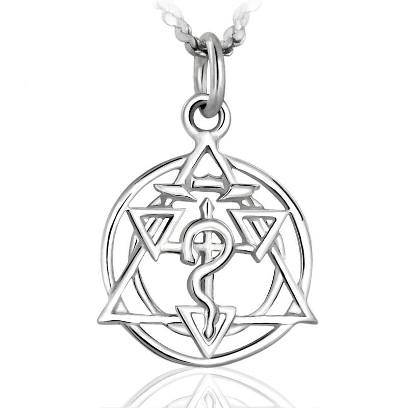 幸运石动漫周边 钢之炼金术师项链 钢炼爱德华阿尔蛇形标志 925纯银