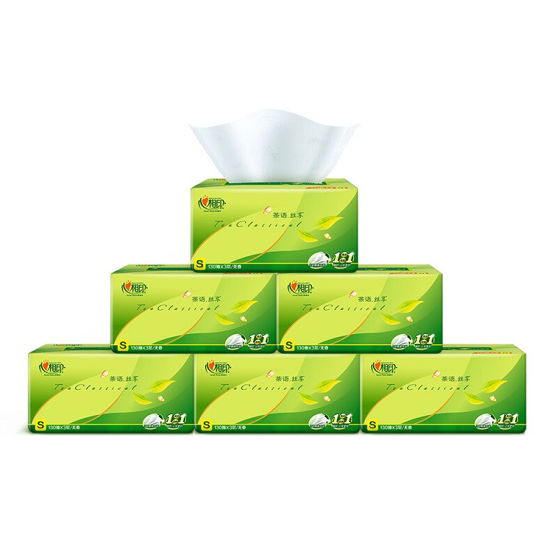 心相印抽纸 茶语系列 3层*130抽*8包 软抽(小规格)精选