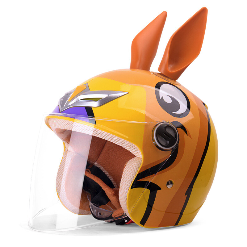 野马(yema)儿童头盔可爱卡通安全帽电动摩托车头盔男女童夏季半盔 四