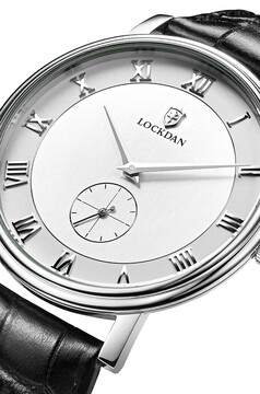 劳卡丹(lockdan)手表男表 超薄时尚男士商务休闲皮带防水钢带石英表
