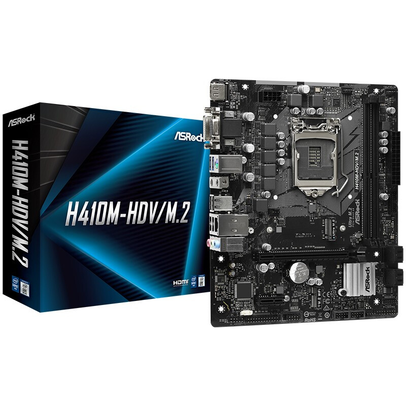 华擎(asrock)h410m-hdv/m.2主板 英特尔i3-10100f 4核 板u套装