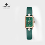 天珺瑞士天珺（TANGIN）小珍珠手表 简约时尚女表 INS风手表瑞表 1071LHNDS 苔丝绿