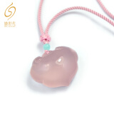 她世代粉水晶如意锁吊坠绳编项链 女款 时尚可爱饰品 桃缘(765612)