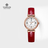 天珺（TANGIN） 天珺(TANGIN)瑞士女士手表高档镶钻石英女表时尚潮流防水瑞表1028 【红色-皮带】-T1028表盘直径32mm