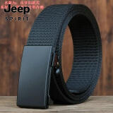 Jeep吉普（JEEP）无牙无孔情人节金属头尼龙帆布皮带腰带裤带外内穿潮 321款金属扣+黑色 130cm